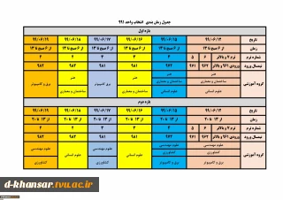 جدول زمان بندی انتخاب  واحد 991