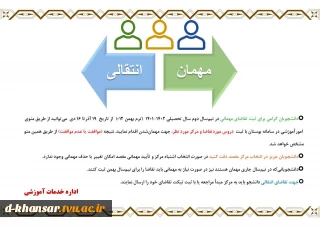 قابل توجه دانشجویان متقاضی انتقالی و میهمان در نیمسال دوم 1402-1401